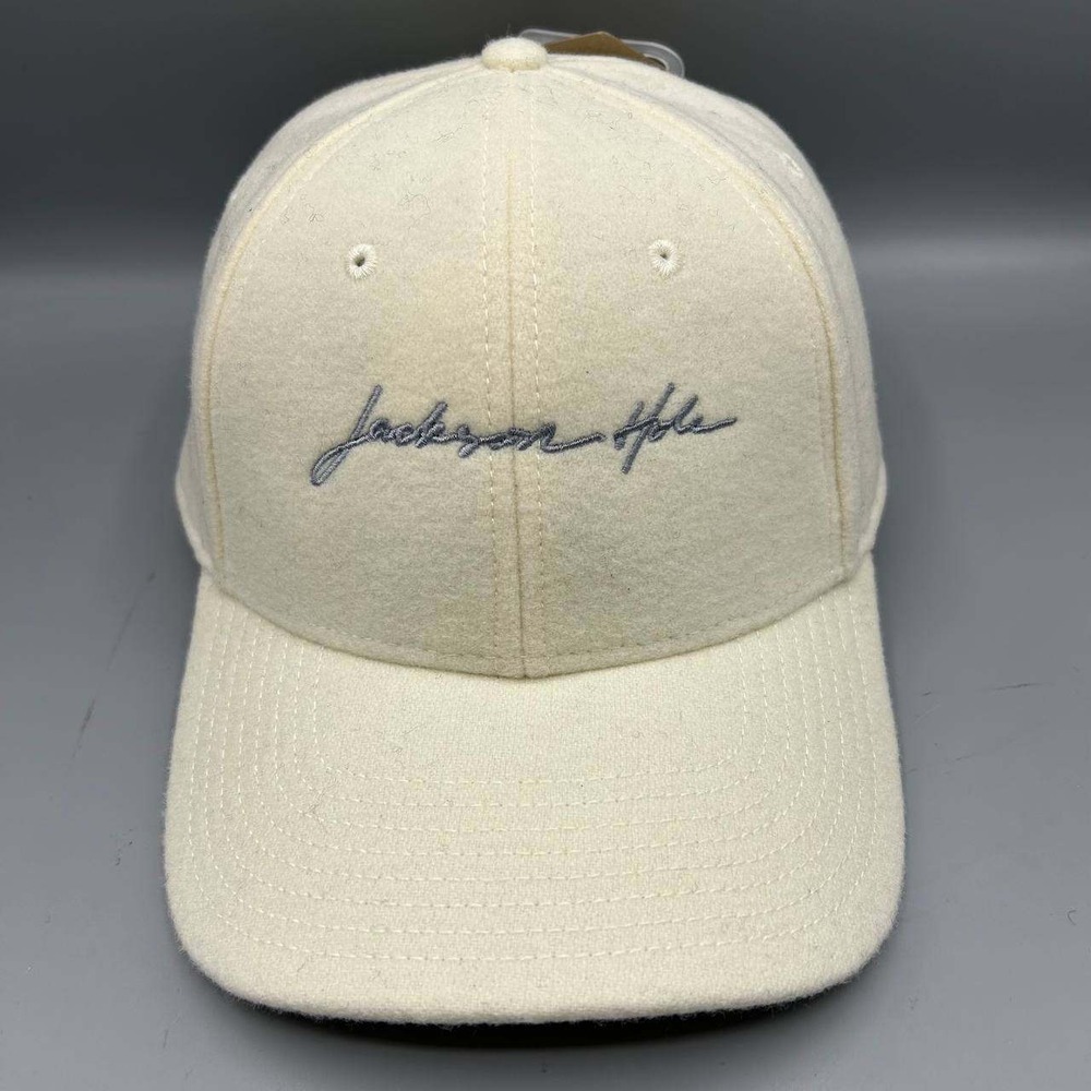 Jackson Hole Hat Men Cream Embroidered The Game‎ Strap Back Cap New Wool